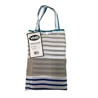Cortina de Baño con Ganchos Stripe Azul