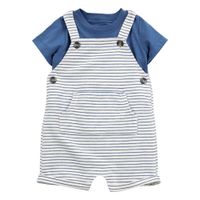 Set de 2 Piezas de Overol Corto Azul con Camiseta - Varias Tallas