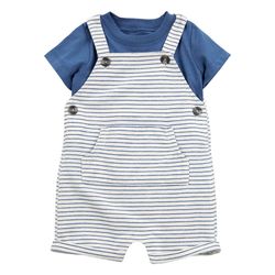 Set de 2 Piezas de Overol Corto Azul con Camiseta - Varias Tallas
