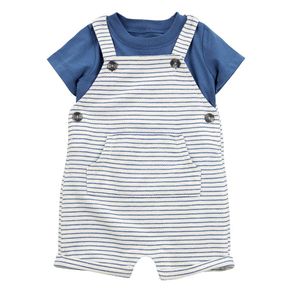 Set de 2 Piezas de Overol Corto Azul con Camiseta - Varias Tallas