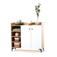 Mueble Multiusos Blanco Y Café Claro 90X30X82 Cm