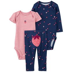 Conjunto con Estampado de Fresas para Niña 3 Pzas - Varias Tallas