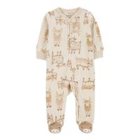 Enterizo de Microfibra con Estampado Vacas Caqui para Niño Talla 3 Meses