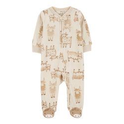 Enterizo de Microfibra con Estampado Vacas Caqui para Niño Talla 3 Meses