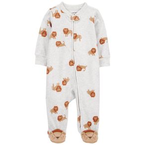 Pijama Microfleece Gris Estampado Leones para Niño - Varias Tallas