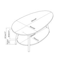 Mesa de Centro Ovalada Blanca con Repisa Inferior