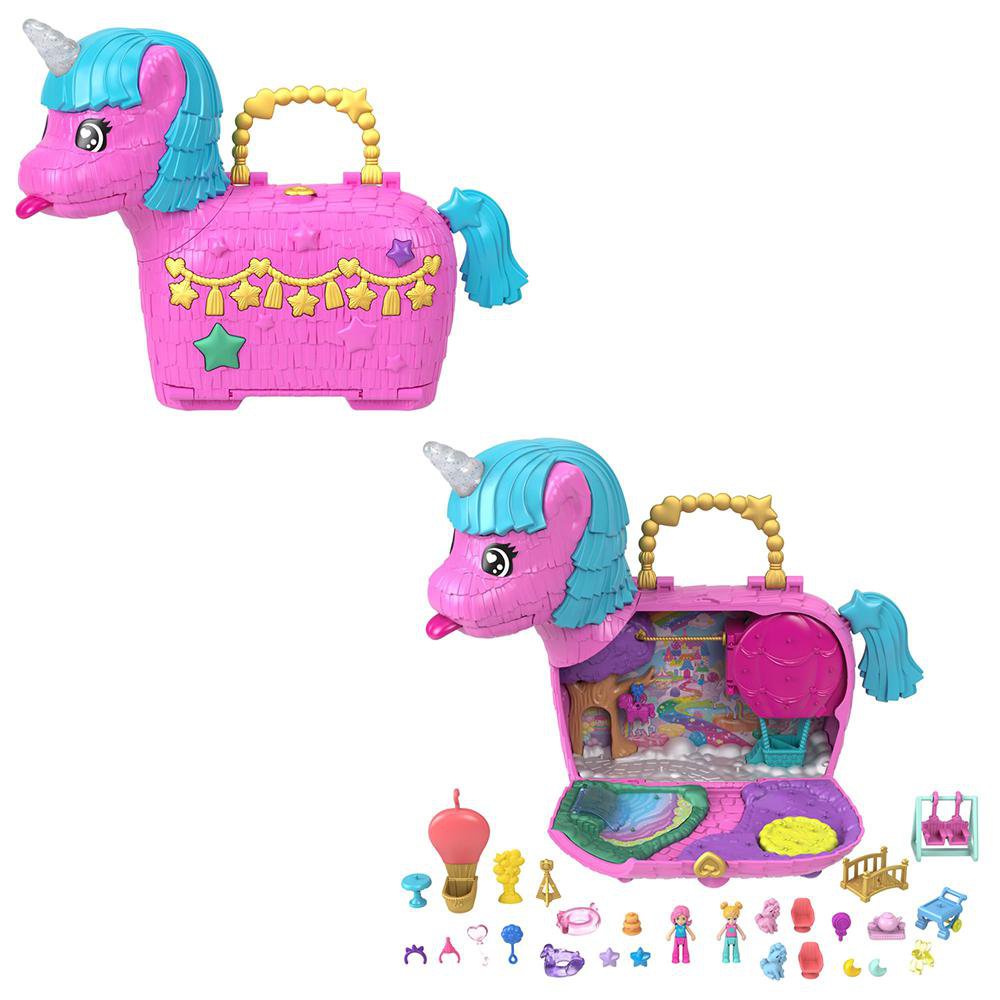 Set de Juego Polly Pocket Fiesta de Unicornio con 25 Sorpresas Polly Pocket Set Compacto F…