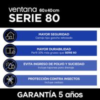 Ventana PVC S80 Corrediza con Cedazo Vidrio Nevado