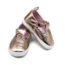 Zapatillas Tipo Mary Jane Metálicas con Detalles Calados para Niña - Varias Tallas