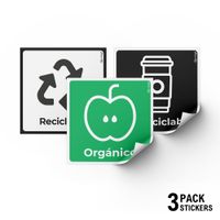 Set de 3 Stickers para Separación de Residuos Reciclables y Orgánicos
