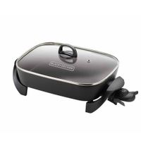 Sartén Eléctrico con Tapa de Vidrio Negro