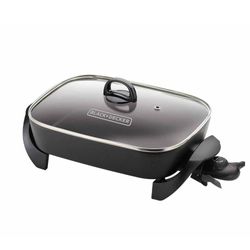 Sartén Eléctrico con Tapa de Vidrio Negro