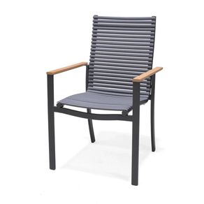 Silla Alta de Aluminio con Brazos Dora Gris