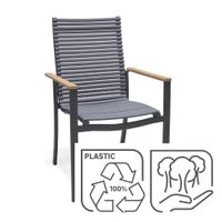 Silla Alta de Aluminio con Brazos Dora Gris