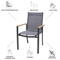 Silla Alta de Aluminio con Brazos Dora Gris