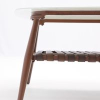 Mesa de Centro Aluminio y Vidrio Beige Natura