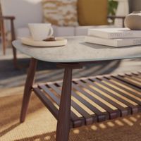 Mesa de Centro Aluminio y Vidrio Beige Natura