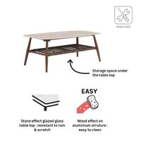 Mesa de Centro Aluminio y Vidrio Beige Natura