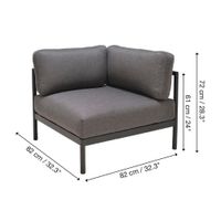 Sillón Esquinero Idun de 1 Plaza Aluminio Negro