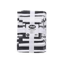 Set de 6 Toallas de Baño Rayas Gris Oscuro