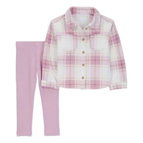 Set de Camisa a Cuadros y Pantalón Rosa Microfibra - Varias Tallas