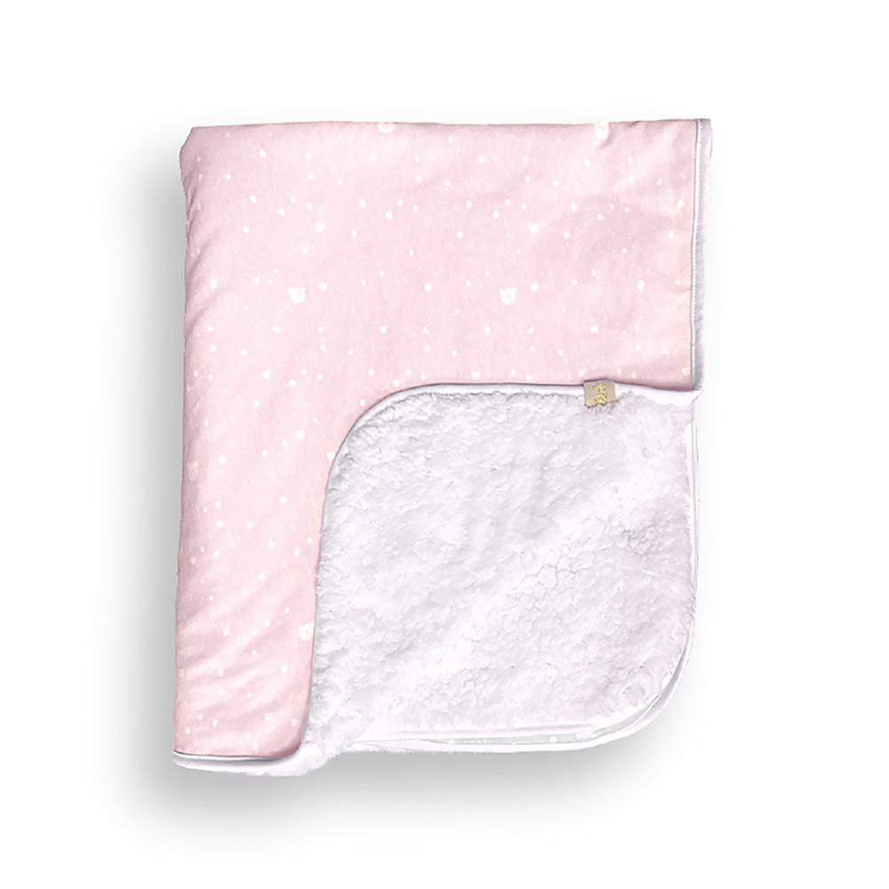 Frazada Reversible para Bébe con Acabado de Sherpa Color Rosado Frazada Reversible Sherpa…