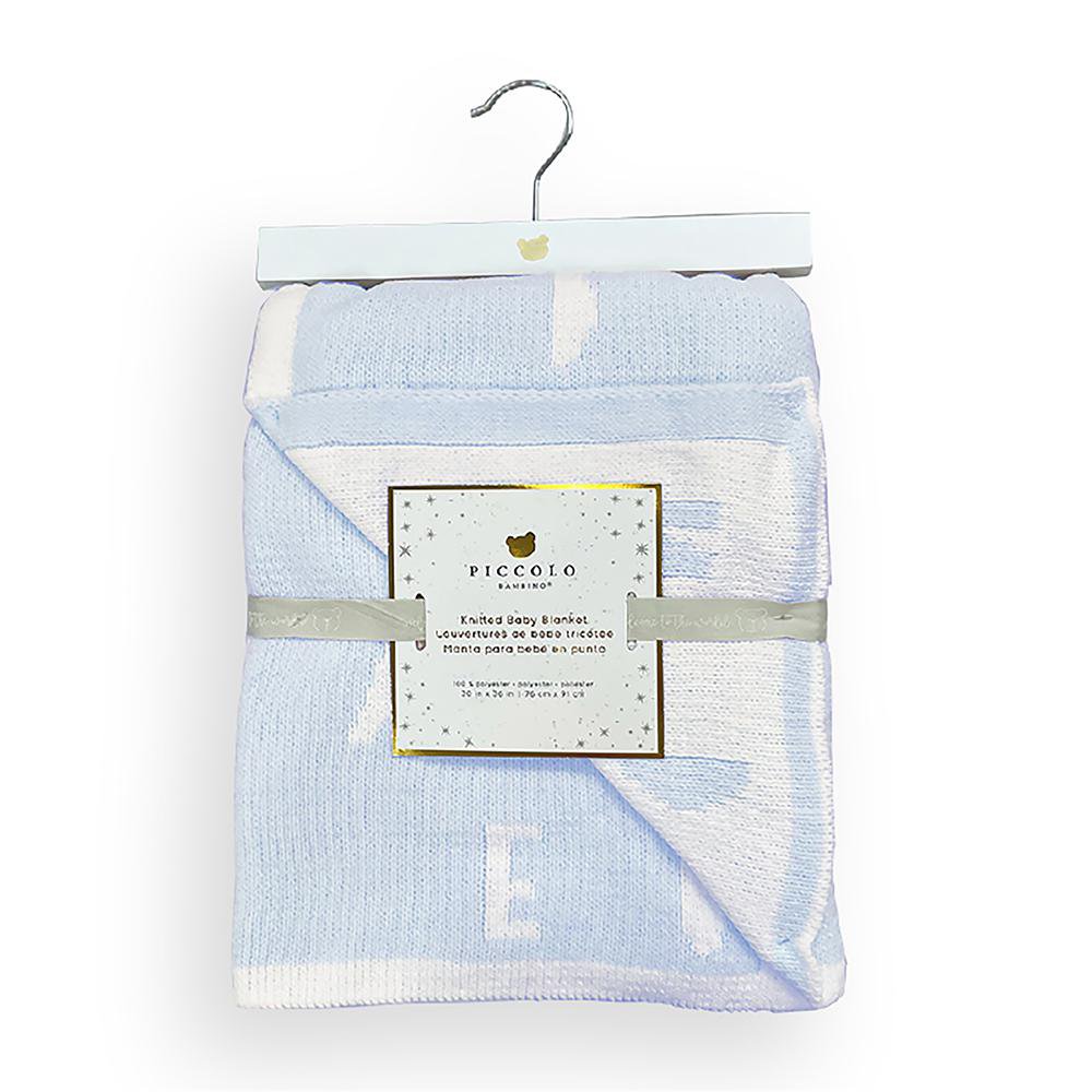 Frazada Reversible para Bébe con Diseño de Abecedario Color Celeste Frazada Reversible de…