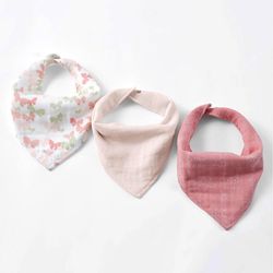 Set de Baberos Bandana de Tela Rosa