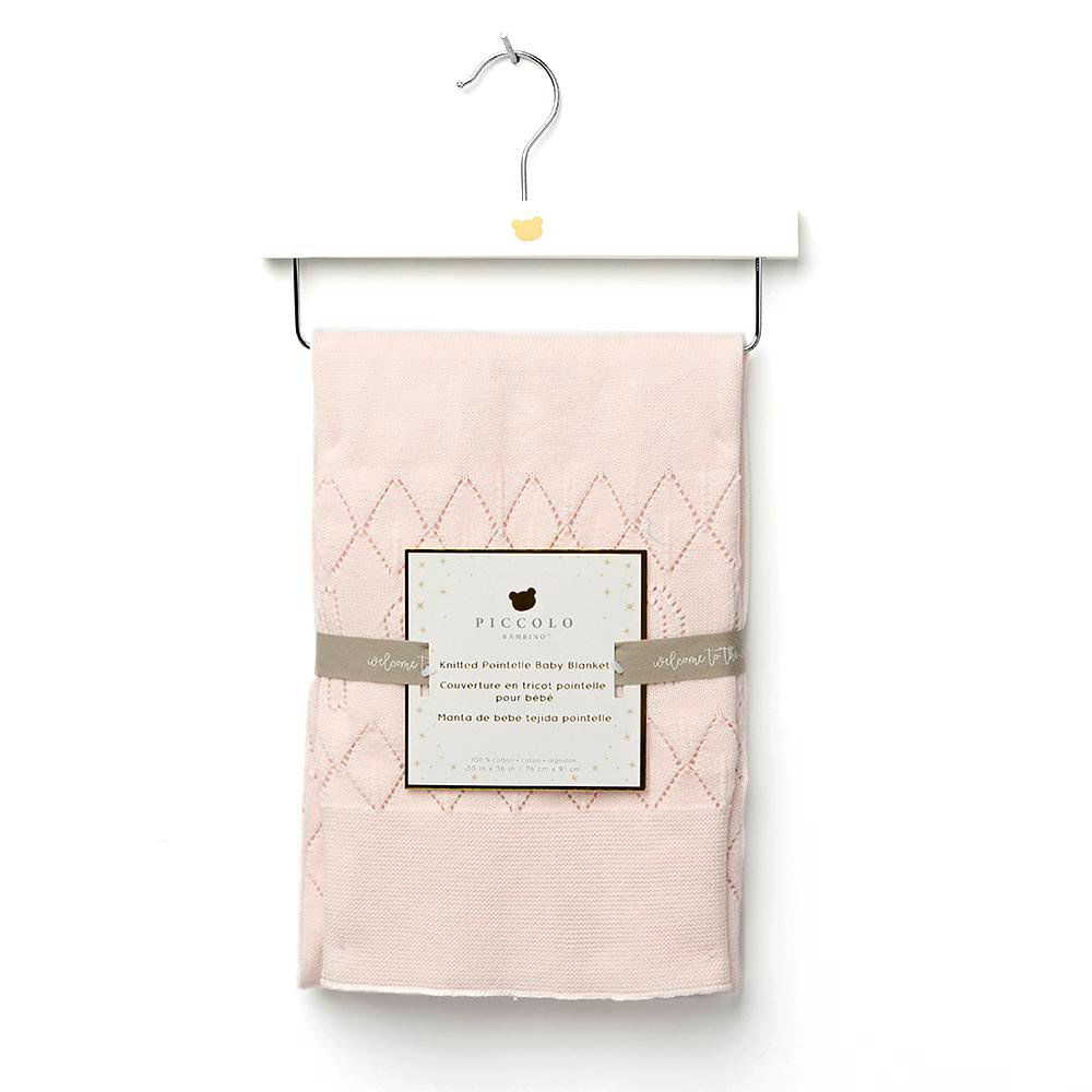 Frazada para Bebé con Acabado de Puntada calada Oso Color Rosada Frazada de Punto Oso Rosa