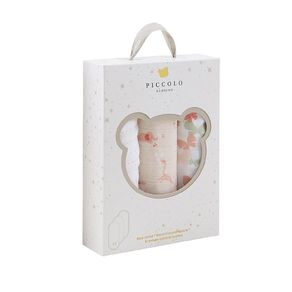 Set de Saliveros de Muselina con Diseños Rosa