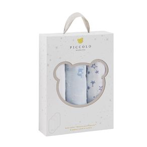 Set de Saliveros de Muselina con Diseños Azul