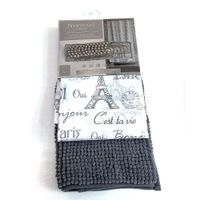 Set de Cortina con Ganchos y Alfombra Gris Claro