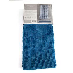 Set de Cortina con Ganchos y Alfombra Azul Pavo