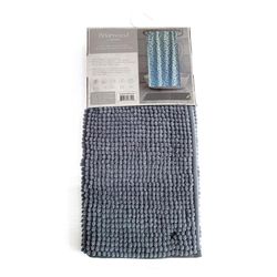 Set de Cortina con Ganchos y Alfombra Gris