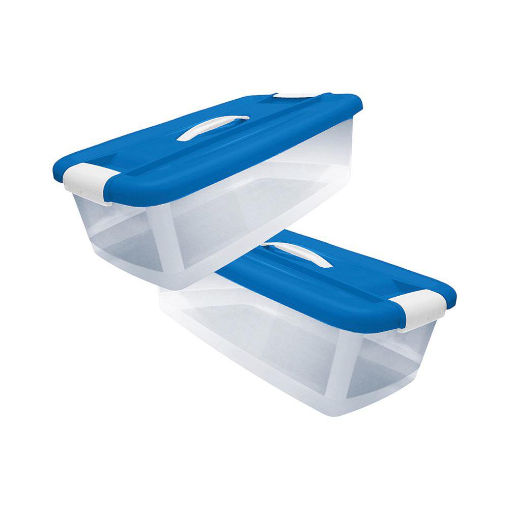 Set de 2 Cajas Organizadoras Plásticas Click 12 L Color Azul