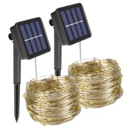 Juego de 2 Guirnaldas Solares Decorativas Luz Cálida
