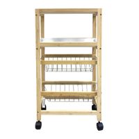 Carrito Organizador de Madera con Ruedas 3 Niveles