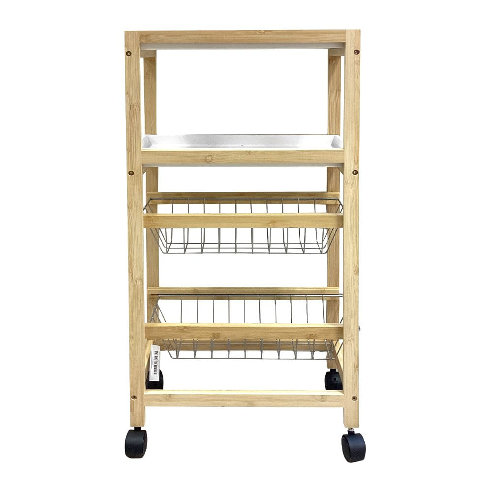 Carrito Organizador de Madera con Ruedas 3 Niveles Carrito Organizador con Ruedas 3 Nivele…