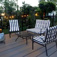 Set de Muebles de Exterior 4 Piezas Rayas Blanco y Azul
