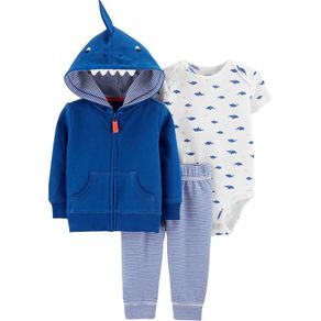 Set de Sudadera con Capucha Body y Pantalón con Estampado de Tiburón para Niño - Varias Tallas
