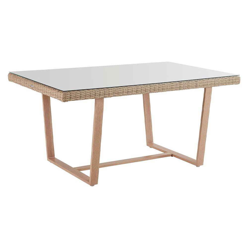 Mesa de Jardín Rectangular Medena de Aluminio y Ratán de 200 x 100 x 74 cm