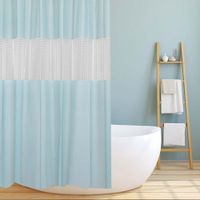 Cortina de Baño 3D Celeste Transparente