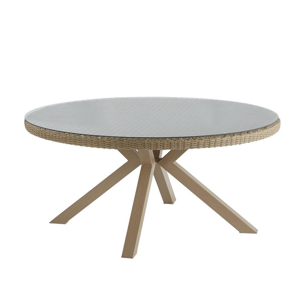 Mesa de Jardín Redonda Medena en Aluminio y Ratán de 160 x 160 x 74 cm