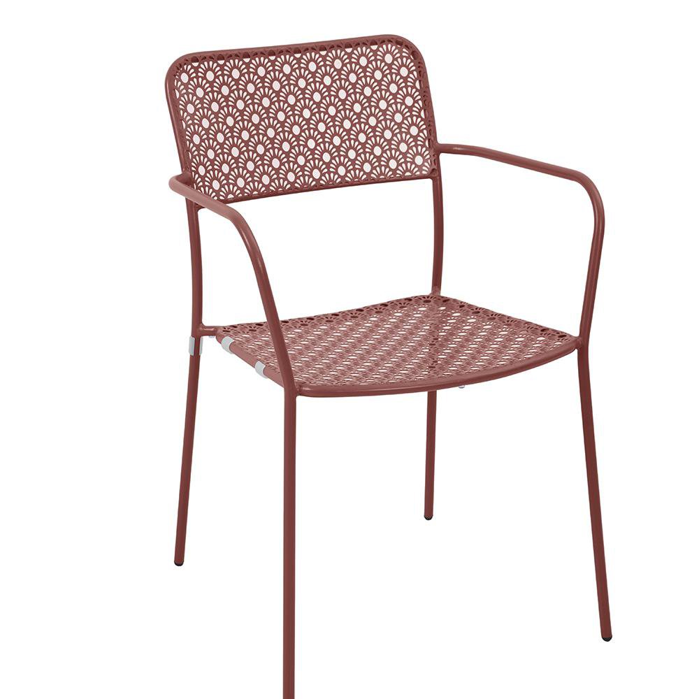 Silla con Brazos de Acero Sandy 57 x 58 x 81 cm Color Terracota