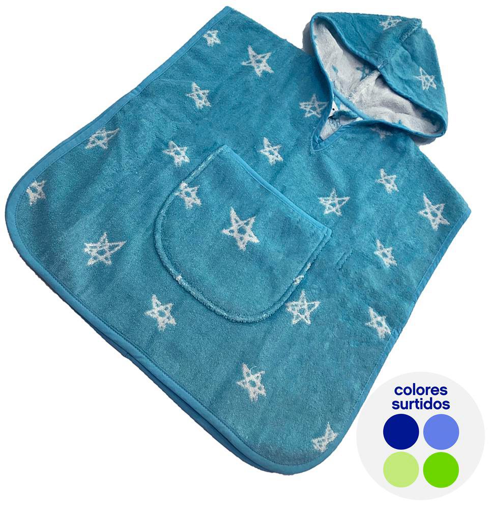 Toalla Infantil con Capucha Diseño Estrellas Colores Surtidos