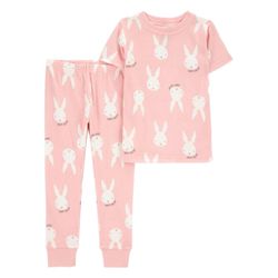 Pijama de Algodón Rosa con Estampado de Conejitos para Niña - Varias Tallas