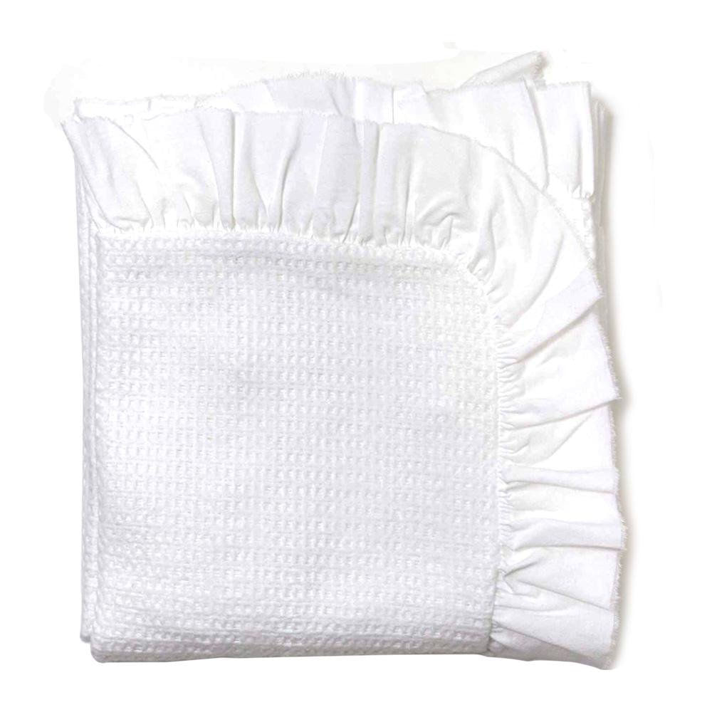 Frazada Suave Waffle para Bebé con Ruedo de 75 x 100 Cm de Algodón Color Blanco Frazada Wa…