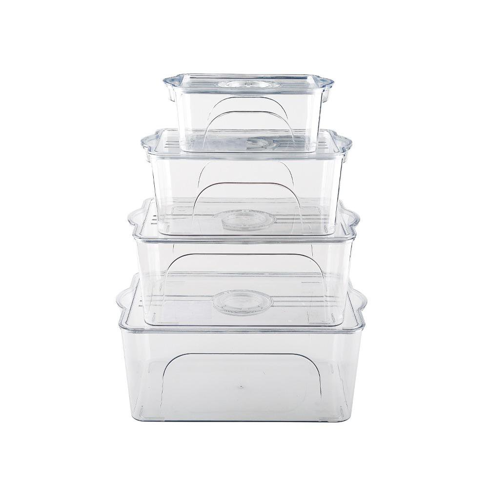 Set de 4 Contenedores para Refrigerador Color Transparente Set de 4 Contenedores Transparentes para Refrigerador