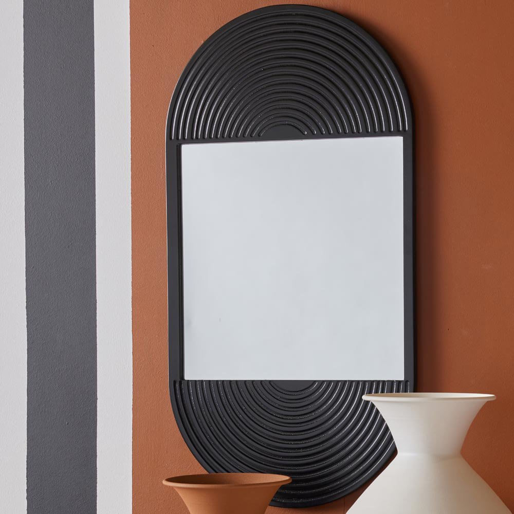 Espejo de Pared Marco de Madera 35 x 65 cm Ovalado Reglisse Cinnamon Color Negro