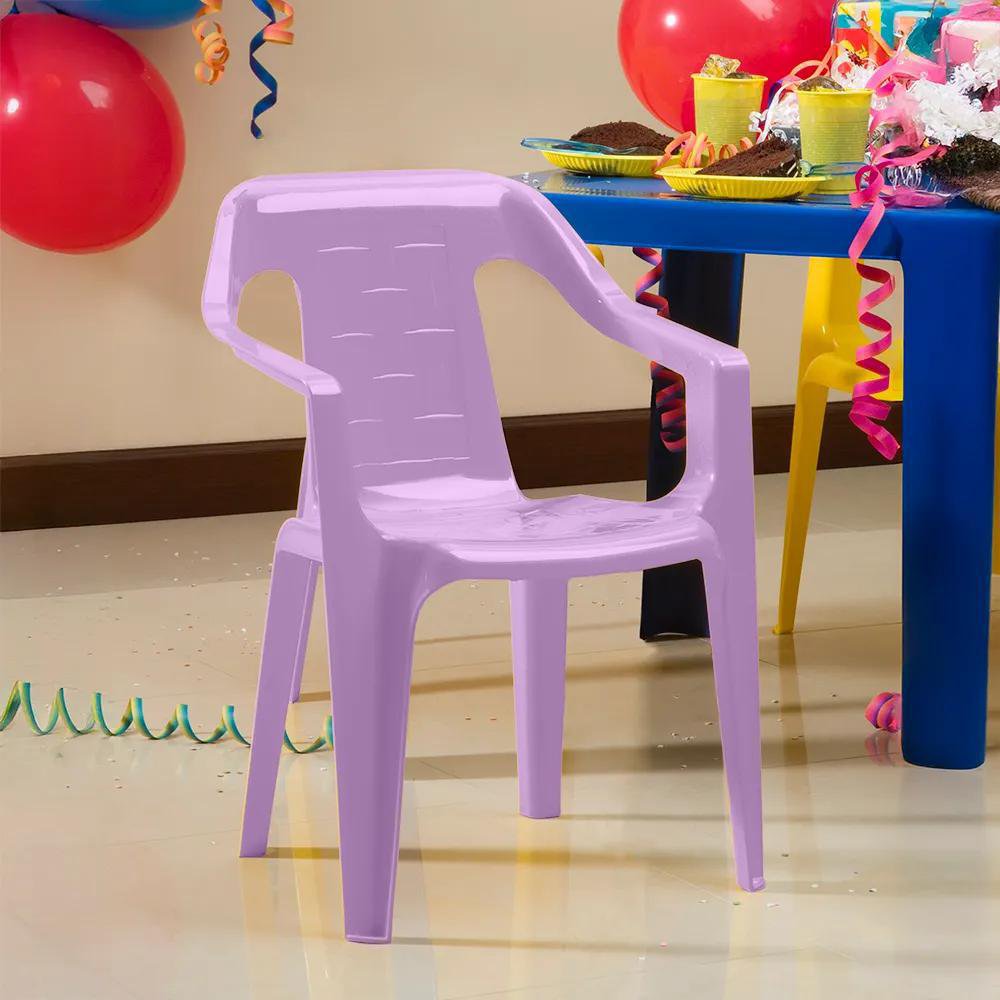 Silla Infantil de Plástico Apilable con Descansabrazos Diseño Estrella Color Lavanda Silla…